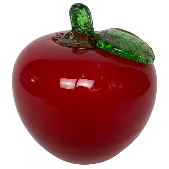 Vintage Apple Art Hand Blown Molded Glass Fruit Home Kitchen Decoration - Picture 1 of 7